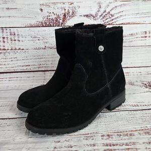 BJORNDAL Women's Kaidee Aspen Black Suede Boots 8 Comfort Slip on Neutral Basic